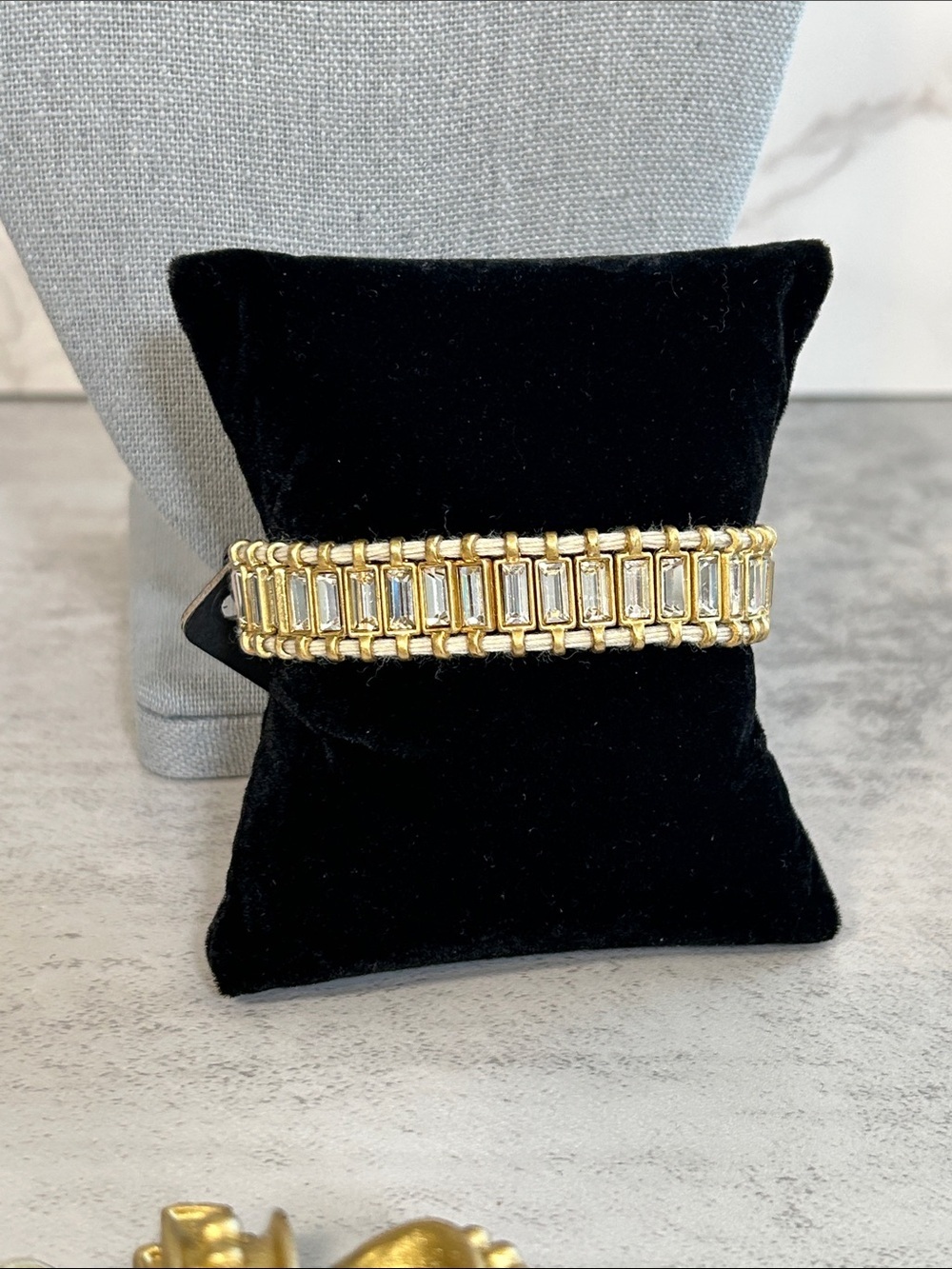 Gold Crystal Baguette Adjustable Bracelet - Women's Jewelry